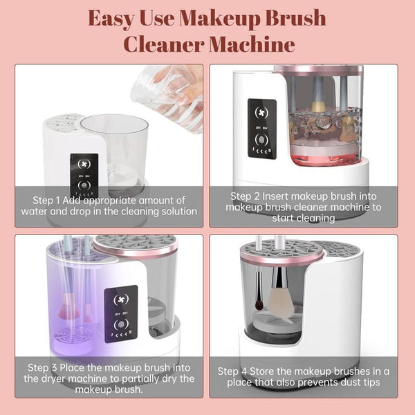 Electric Makeup Brush Cleaner and Dryer – Deep Clean Cosmetic Brushes in Seconds – Automatic Spin Cleaner for All Brush Sizes