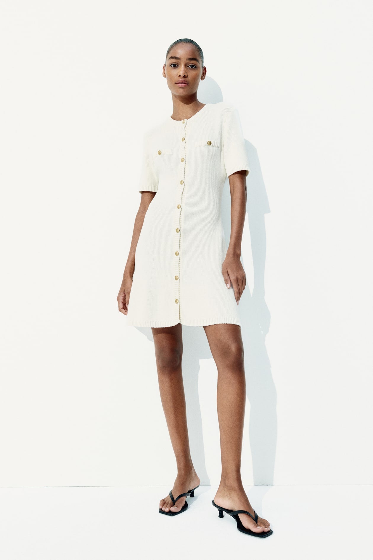 Knit button-front dress - Trend Junction 