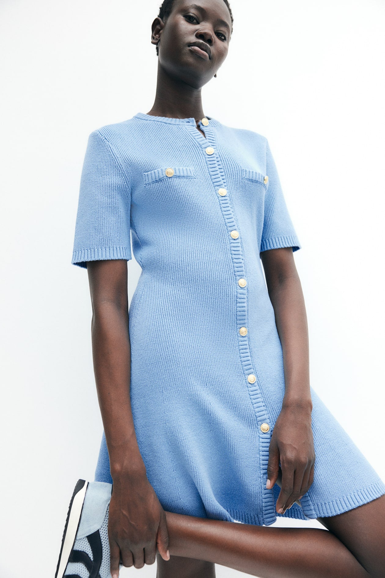 Knit button-front dress - Trend Junction 