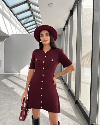 Knit button-front dress - Trend Junction 