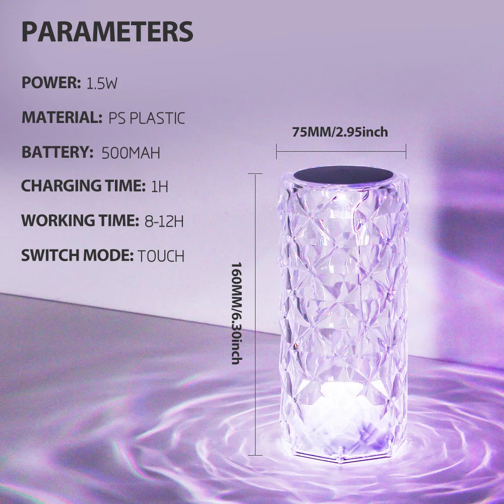Touching Control Rose Crystal Lamp - Trend Junction 