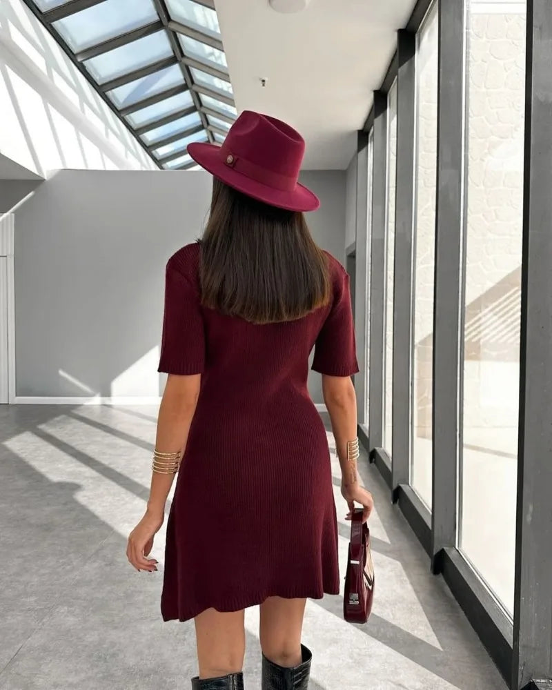 Knit button-front dress - Trend Junction 