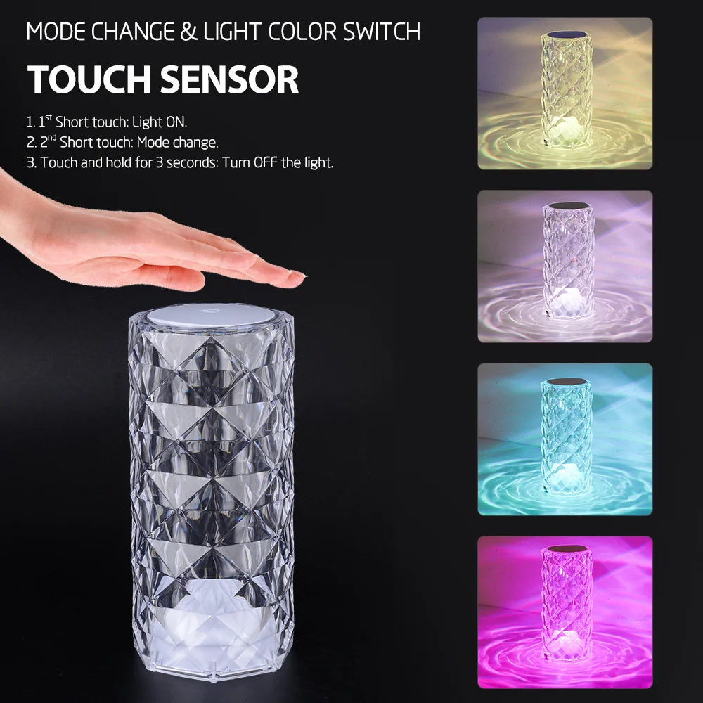 Touching Control Rose Crystal Lamp - Trend Junction 