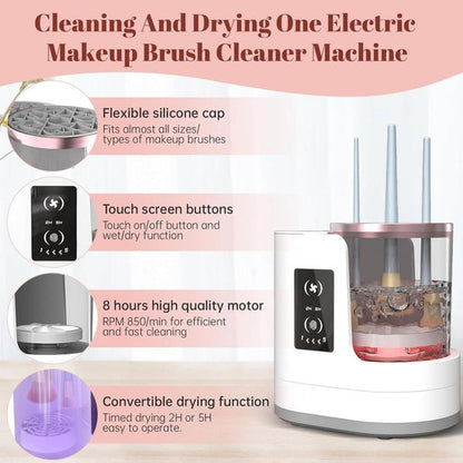 Electric Makeup Brush Cleaner and Dryer – Deep Clean Cosmetic Brushes in Seconds – Automatic Spin Cleaner for All Brush Sizes