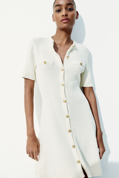 Knit button-front dress - Trend Junction 
