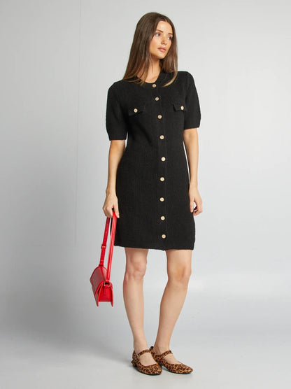 Knit button-front dress - Trend Junction 
