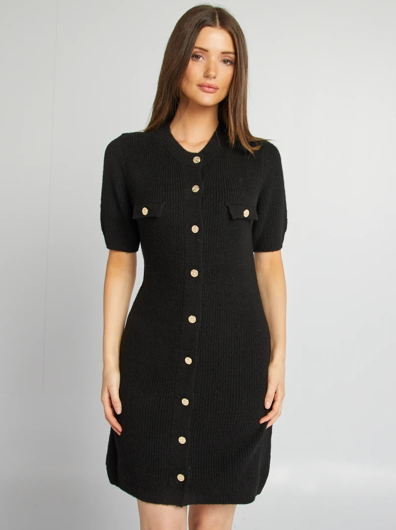 Knit button-front dress - Trend Junction 