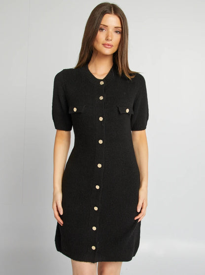 Knit button-front dress - Trend Junction 