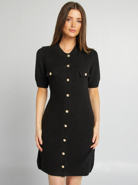 Knit button-front dress - Trend Junction 